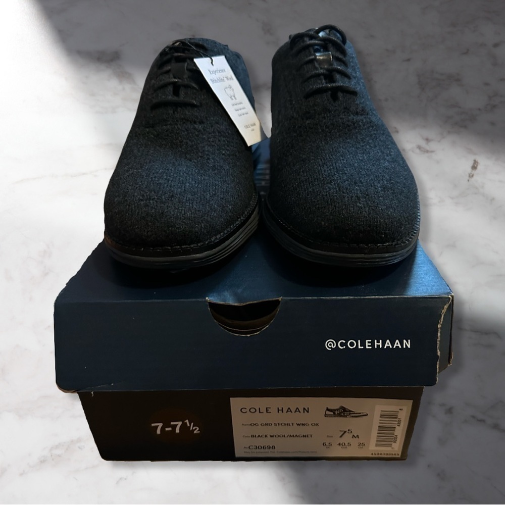 Cole Hahn Zero Grand Stitchlite Wingtip Oxford In Black Magnet Size 7.5 Men’s